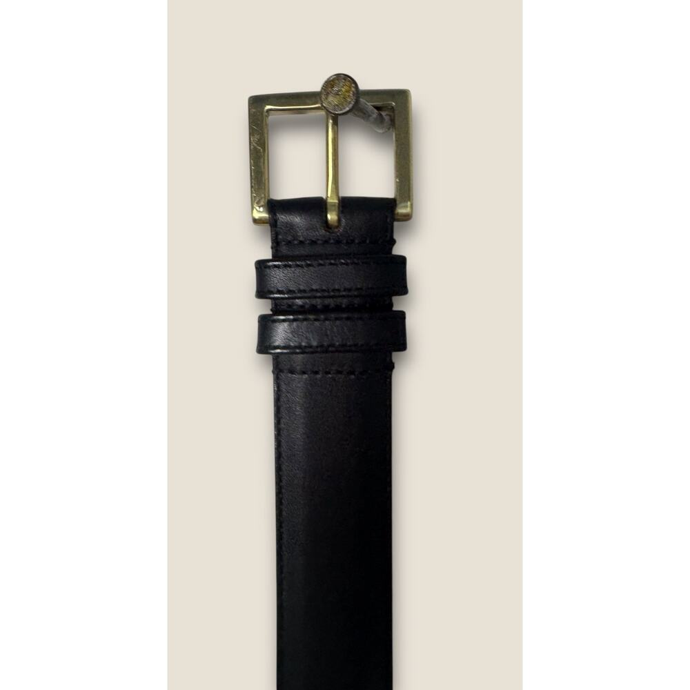 Coach 7600 Men's Size 42 Classic Black Leather Dress Belt Solid Brass Buckle USA - Picture 6 of 11